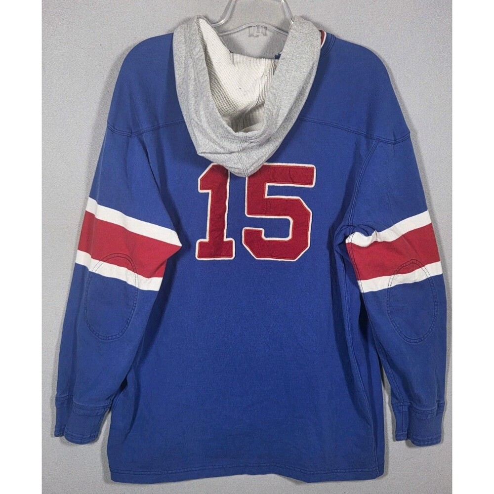 Vtg Polo Ralph Lauren Sweatshirt Mensc XL Blue Hockey Hoodie 90s Y2k Rare